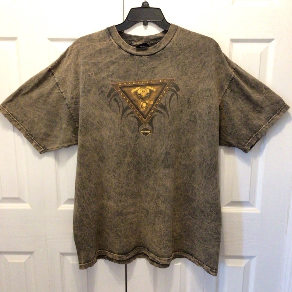 VTG Harley Davidson Mens Brown Tie Dye Short Sleeve Mobile, AL T-Shirt Size 2X